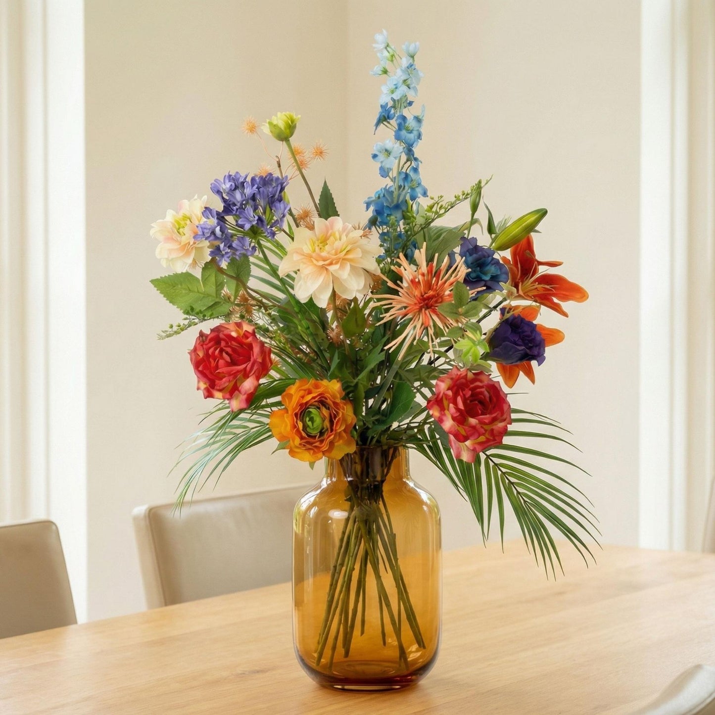 Kunstbloemen Boeket - Colorful Bloom Deluxe - Real Touch - 70 cm - 18 Stelen