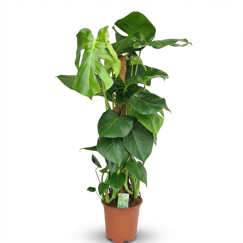 Green boutiQ - Kamerplant - Gatenplant - Monstera Deliciosa mosstok - Groen - Weinig onderhoud - 1 Plant - Pot 19cm - Hoogte 90cm