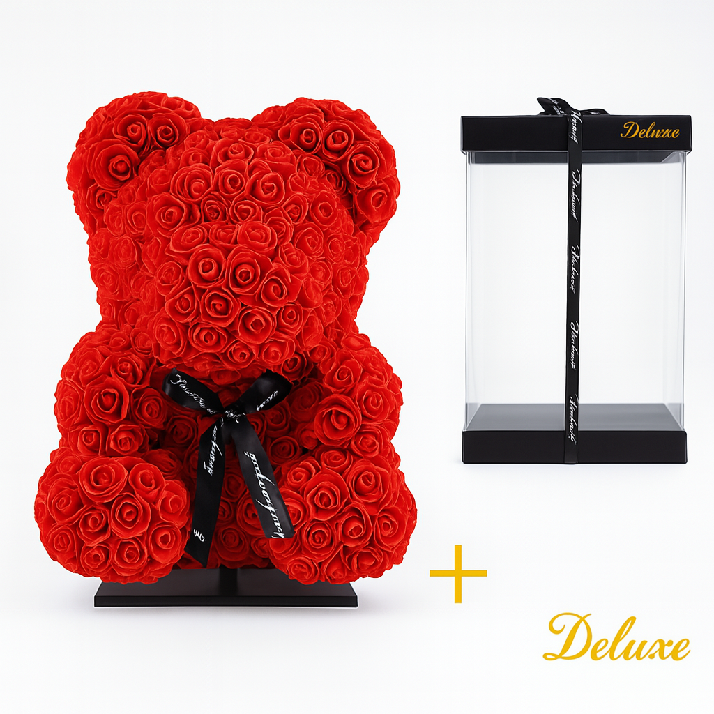 Beer DELUXE op standaard 40cm - rood foam - in luxe cadeauverpakking 40 cm