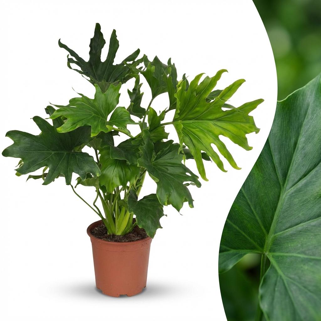 Green boutiQ - Kamerplant - Philodendron - Philodendron Lickety split - Groen - Weinig onderhoud - 1 Plant - Pot 19cm - Hoogte 70cm