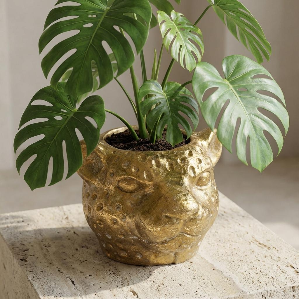 Planter Luipaard D12x9,5cm - Goud - D12x9,5cm