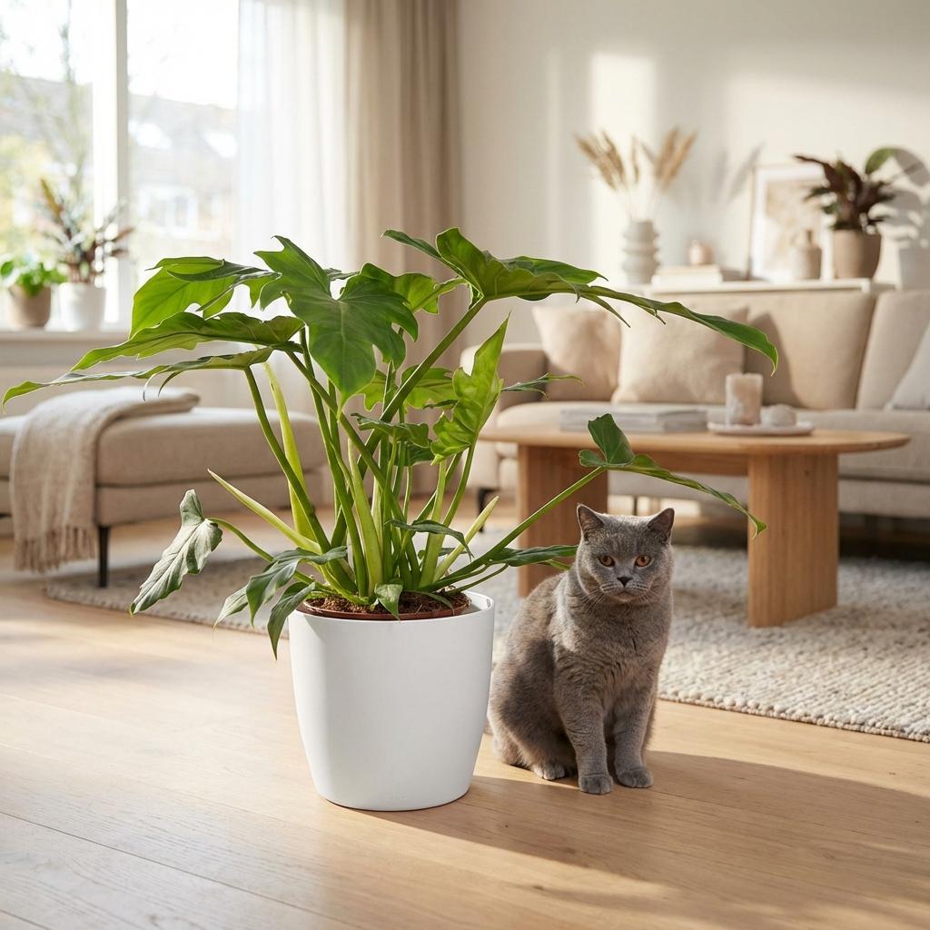Green boutiQ - Kamerplant - Philodendron - Philodendron Lacerum - Groen - Weinig onderhoud - 1 Plant - met Potter Wit - Pot 19cm - Hoogte 65cm