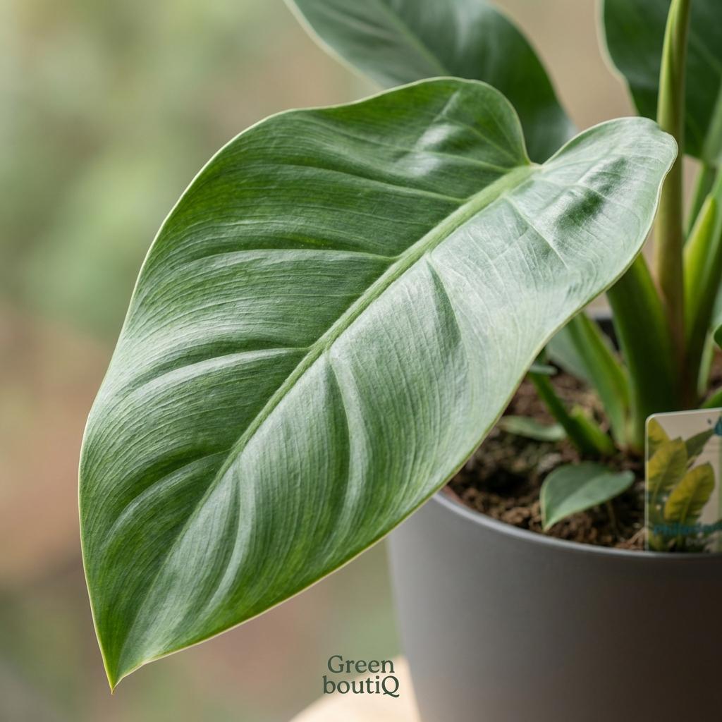 Green boutiQ - Kamerplant - Philodendron - Philodendron Imperial Green - Groen - Weinig onderhoud - 1 Plant - met Potter Grijs - Pot 19cm - Hoogte 65cm