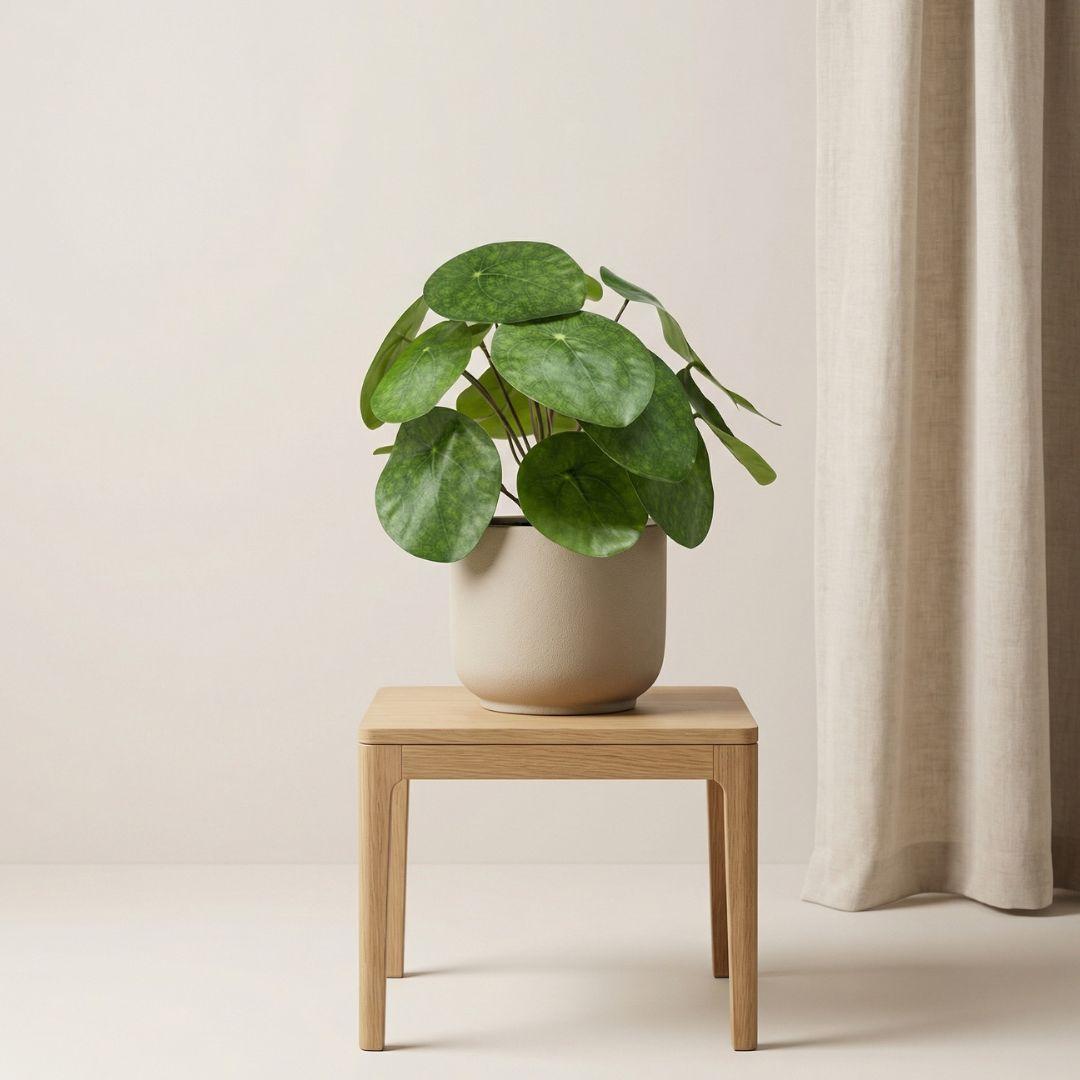 Pilea bush 25 cm in zwarte pot - Kunstplant - Artificial plant