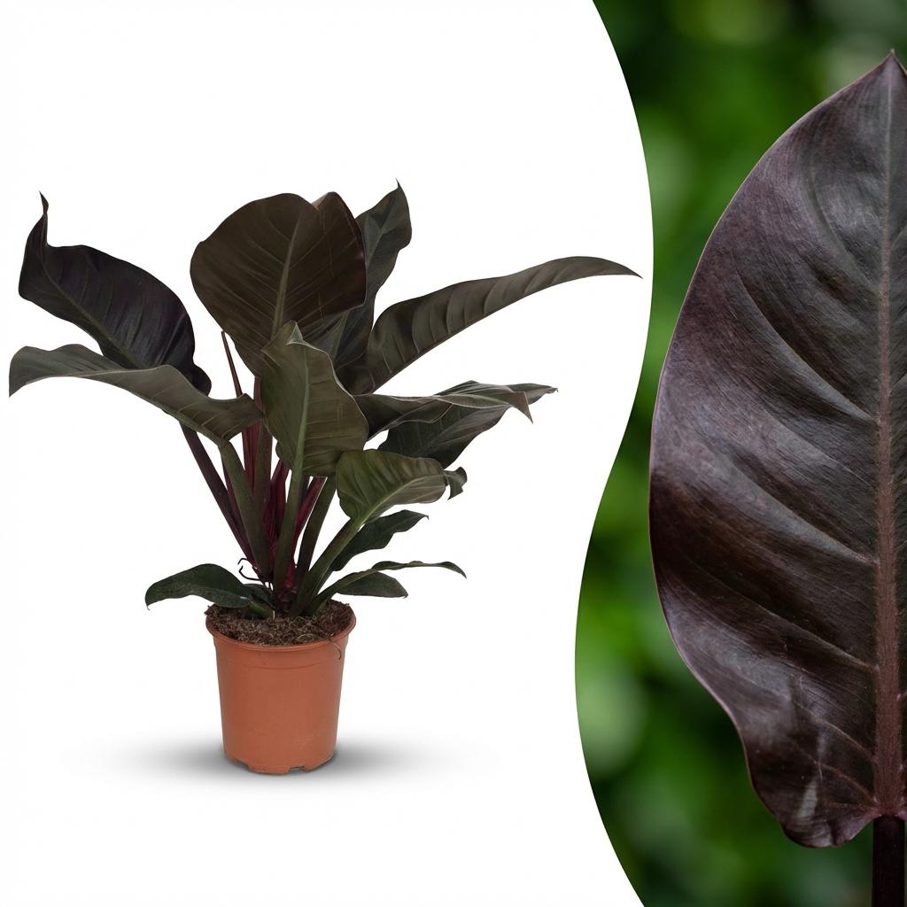 Green boutiQ - Kamerplant - Philodendron - Philodendron Imperial Red - Rood - Weinig onderhoud - 1 Plant - Pot 19cm - Hoogte 60cm